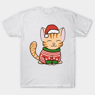 Christmas Sweater Orange Tabby Cat T-Shirt